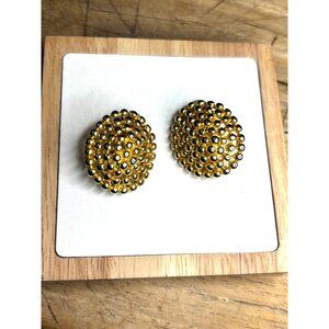 Vintage Gold-Tone Clip-On Earrings With Rhinestone Accents